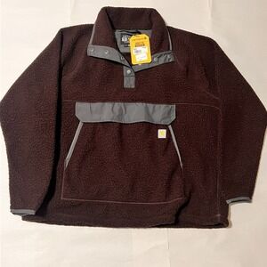 Carhartt Jacket Womens 2XL Red Fleece Pullover Snap Up Relaxed Fit OJ4991-W